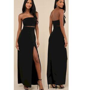 Lulus Enticing Silhouette Black Mesh Strapless Maxi Dress Size Medium NWOT